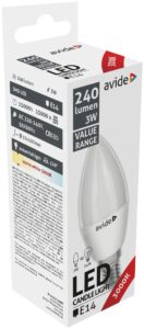 Avide Value LED Candle E14 5W CW 6400K Triple Pack | BR (SKU:AVC14CW-5W-3P) Gyertya