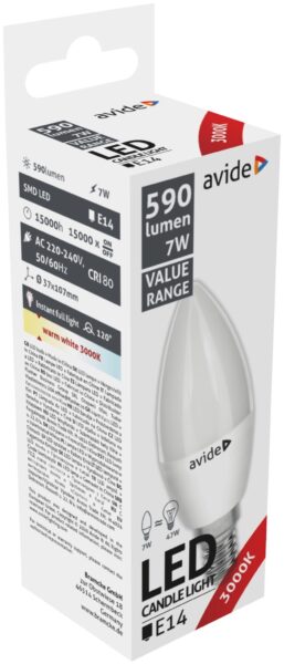 Avide Value LED Candle E14 7W WW 3000K | BR (SKU:ABBC14WW-7W) Gyertya