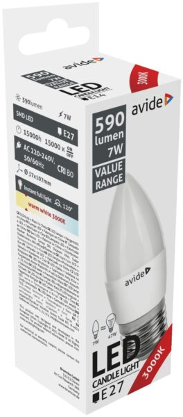 Avide Value LED Candle E27 7W WW 3000K | BR (SKU:ABBC27WW-7W) Gyertya
