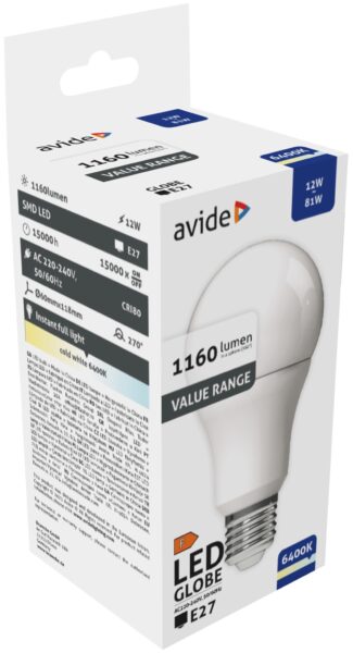 Avide Value LED Globe E27 12W CW 6400K | BR (SKU:ABBG27CW-12W) Gömb Avide Value LED Globe E27 12W CW 6400K | BR (SKU:ABBG27CW-12W) Gömb