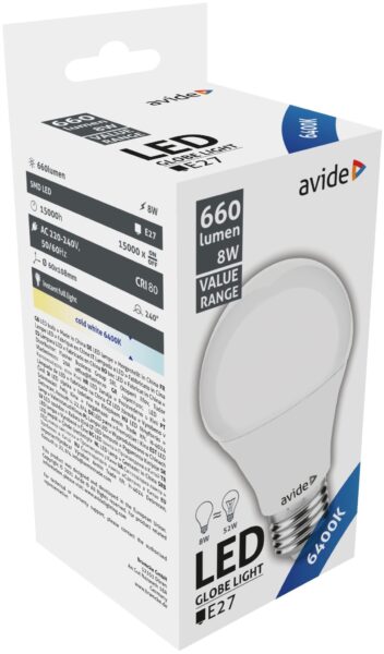 Avide Value LED Globe E27 8W CW 6400K | BR (SKU:ABBG27CW-8W) LED izzók Avide Value LED Globe E27 8W CW 6400K | BR (SKU:ABBG27CW-8W) LED izzók