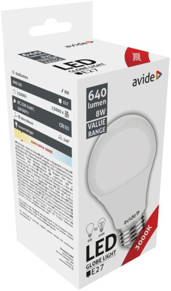 Avide Value LED Globe E27 8W WW 3000K | BR (SKU:ABBG27WW-8W) LED izzók Avide Value LED Globe E27 8W WW 3000K | BR (SKU:ABBG27WW-8W) LED izzók
