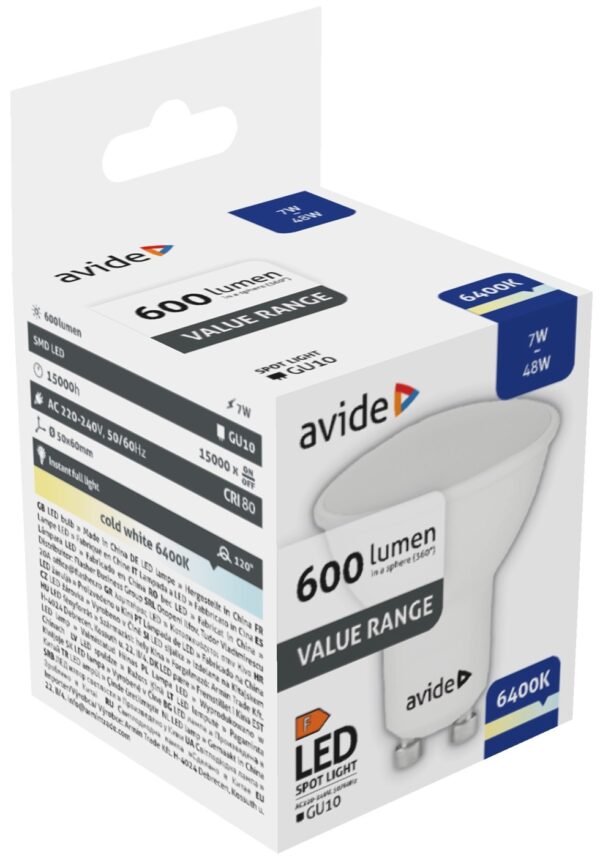 Avide Value LED Spot Wide Angle GU10 7W CW 6400K | BR (SKU:ABBGU10CW-7W) Szpot