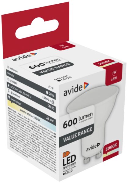 Avide Value LED Spot Wide Angle GU10 7W WW 3000K | BR (SKU:ABBGU10WW-7W) Szpot Avide Value LED Spot Wide Angle GU10 7W WW 3000K | BR (SKU:ABBGU10WW-7W) Szpot