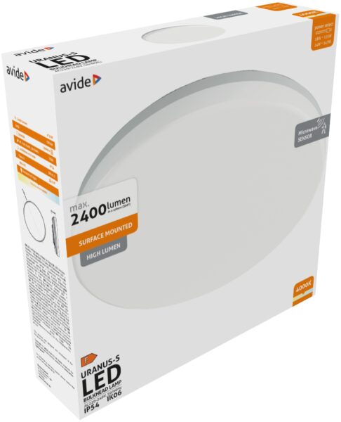 Avide Cseppálló Mennyezeti Lámpa Uranus Kerek IP54 18/24W NW 4000K Fehér Szenzoros | BR (SKU:ABBHL-18-24W-NW-URA-S) IP Védett Avide Cseppálló Mennyezeti Lámpa Uranus Kerek IP54 18/24W NW 4000K Fehér Szenzoros | BR (SKU:ABBHL-18-24W-NW-URA-S) IP Védett