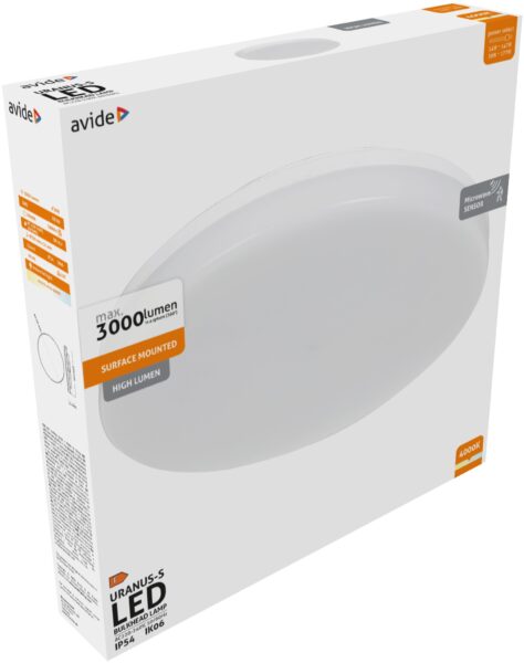 Avide Cseppálló Mennyezeti Lámpa Uranus Kerek IP54 24/30W NW 4000K Fehér Szenzoros | BR (SKU:ABBHL-24-30W-NW-URA-S) Lámpatestek Avide Cseppálló Mennyezeti Lámpa Uranus Kerek IP54 24/30W NW 4000K Fehér Szenzoros | BR (SKU:ABBHL-24-30W-NW-URA-S) Lámpatestek