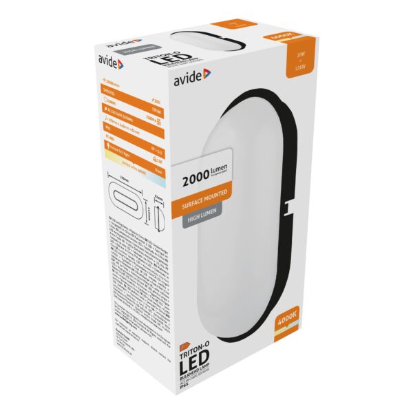 Avide Cseppálló Mennyezeti Lámpa Triton-O Ovális IP65 20W NW 4000K Fekete 100lm/W | BR (SKU:ABBHL-O-20W-NW-BL-HL) IP Védett Avide Cseppálló Mennyezeti Lámpa Triton-O Ovális IP65 20W NW 4000K Fekete 100lm/W | BR (SKU:ABBHL-O-20W-NW-BL-HL) IP Védett