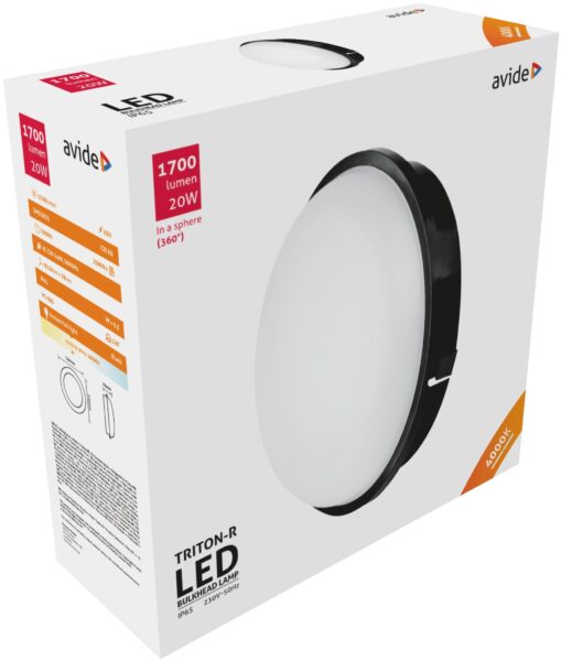 Avide Cseppálló Mennyezeti Lámpa Triton-R Kerek IP65 20W NW 4000K Fekete | BR (SKU:ABBHL-R-20W-NW-BL) Egyéb Avide Cseppálló Mennyezeti Lámpa Triton-R Kerek IP65 20W NW 4000K Fekete | BR (SKU:ABBHL-R-20W-NW-BL) Egyéb