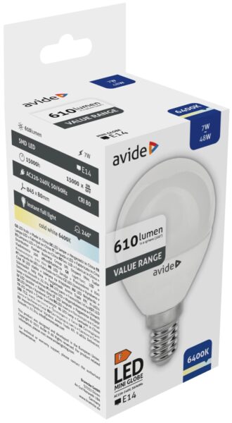 Avide Value LED Mini Globe E14 7W CW 6400K | BR (SKU:ABBMG14CW-7W) Mini Gömb Avide Value LED Mini Globe E14 7W CW 6400K | BR (SKU:ABBMG14CW-7W) Mini Gömb