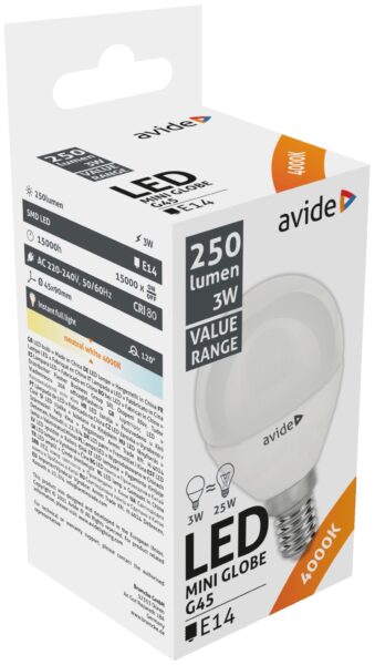 Avide Value LED Mini Globe E14 3W NW 4000K | BR (SKU:ABBMG14NW-3W) Mini Gömb Avide Value LED Mini Globe E14 3W NW 4000K | BR (SKU:ABBMG14NW-3W) Mini Gömb
