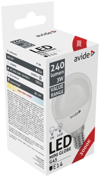 Avide Value LED Mini Globe E14 3W WW 3000K | BR (SKU:ABBMG14WW-3W) Mini Gömb Avide Value LED Mini Globe E14 3W WW 3000K | BR (SKU:ABBMG14WW-3W) Mini Gömb