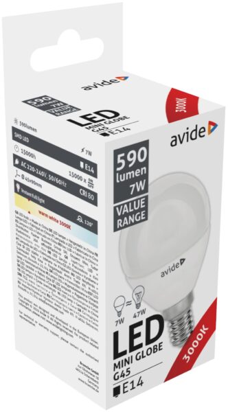 Avide Value LED Mini Globe E14 7W WW 3000K | BR (SKU:ABBMG14WW-7W) LED izzók