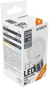 Avide Value LED Mini Globe E27 3W NW 4000K | BR (SKU:ABBMG27NW-3W) Mini Gömb