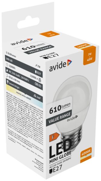 Avide Value LED Mini Globe E27 7W NW 4000K | BR (SKU:ABBMG27NW-7W) Mini Gömb Avide Value LED Mini Globe E27 7W NW 4000K | BR (SKU:ABBMG27NW-7W) Mini Gömb