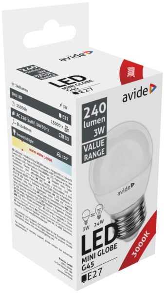 Avide Value LED Mini Globe E27 3W WW 3000K | BR (SKU:ABBMG27WW-3W) Mini Gömb Avide Value LED Mini Globe E27 3W WW 3000K | BR (SKU:ABBMG27WW-3W) Mini Gömb