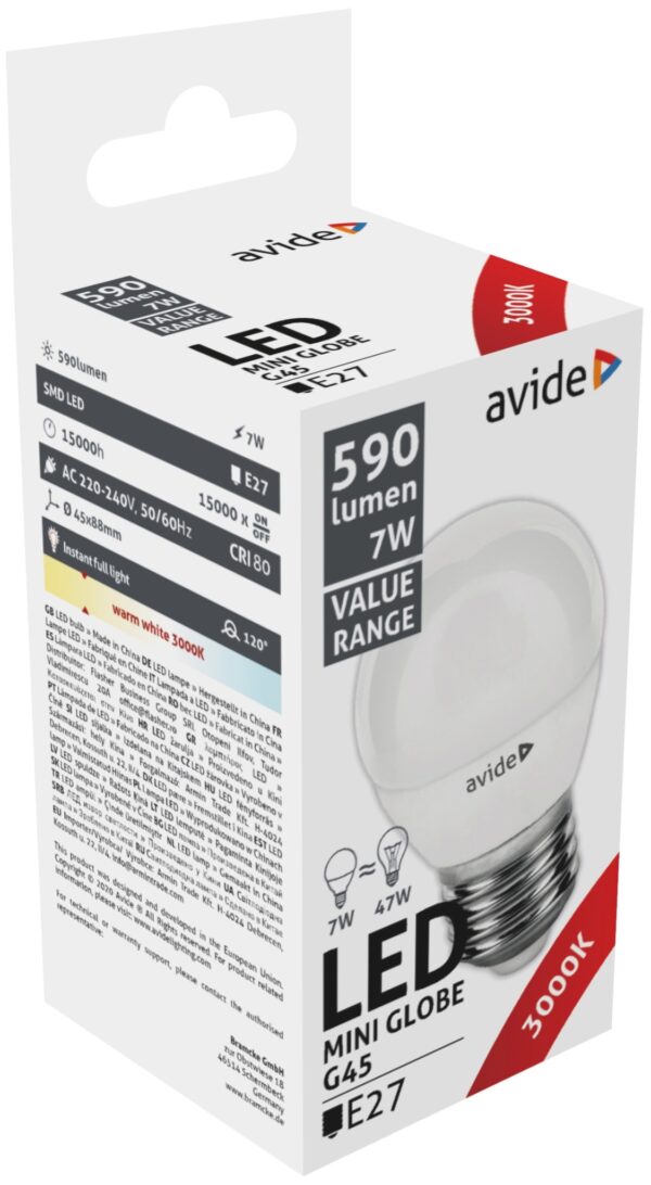 Avide Value LED Mini Globe E27 7W WW 3000K | BR (SKU:ABBMG27WW-7W) Mini Gömb