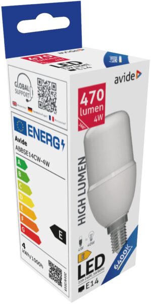 Avide LED Bright Stick izzó T37 4W E14 CW 6400K | BR (SKU:ABBSE14CW-4W) Stick