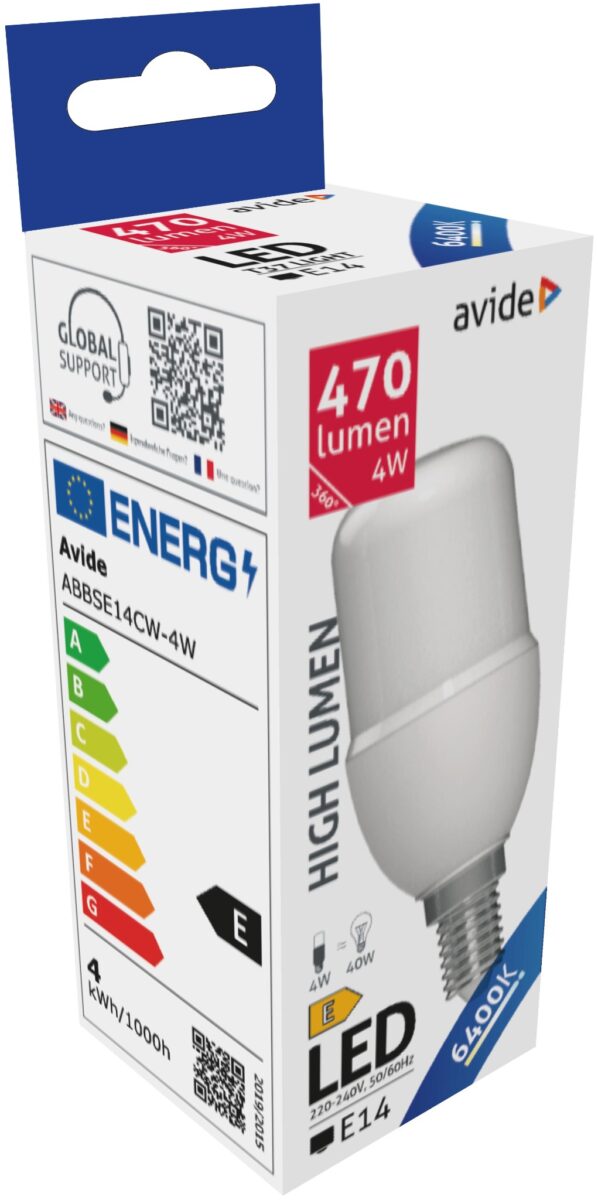 Avide LED Bright Stick izzó T37 4W E14 CW 6400K | BR (SKU:ABBSE14CW-4W) Stick