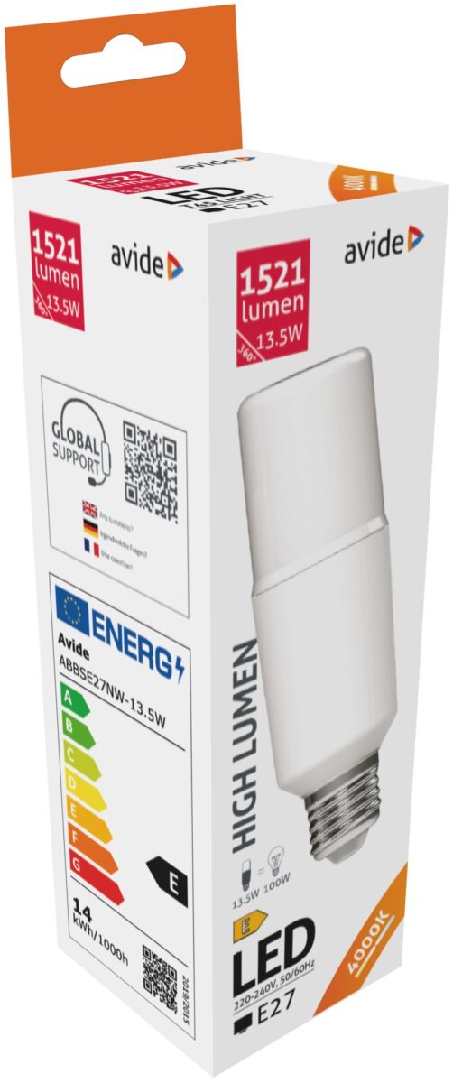 Avide LED Bright Stick izzó T45 13.5W E27 NW 4000K | BR (SKU:ABBSE27NW-13.5W) Stick