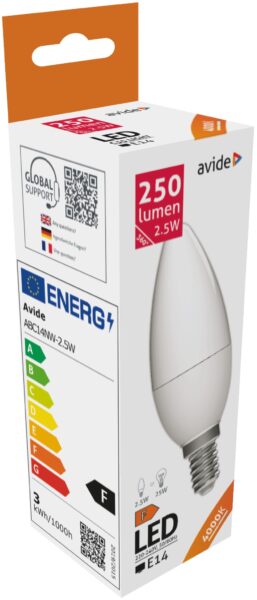 Avide LED Candle 2.5W E14 NW 4000K | BR (SKU:ABC14NW-2.5W) LED izzók
