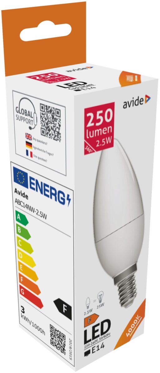 Avide LED Candle 2.5W E14 NW 4000K | BR (SKU:ABC14NW-2.5W) Gyertya