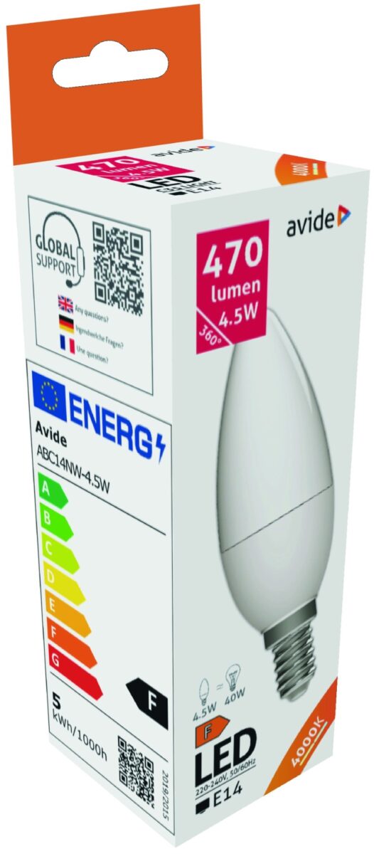 Avide LED Candle 4.5W E14 NW 4000K | BR (SKU:ABC14NW-4.5W) Gyertya