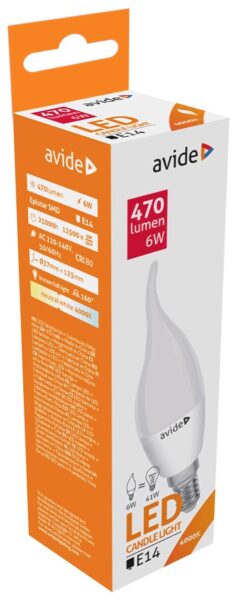 Avide LED Candle Flame 6W E14 NW 4000K | BR (SKU:ABC14NW-6W-FL) LED izzók Avide LED Candle Flame 6W E14 NW 4000K | BR (SKU:ABC14NW-6W-FL) LED izzók