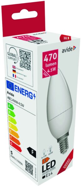Avide LED Candle 4.5W E14 WW 3000K | BR (SKU:ABC14WW-4.5W) LED izzók
