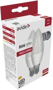 Avide LED Candle Twin Pack 6.5W E14 NW 4000K | BR (SKU:ABC14NW-6.5W-APTP) Gyertya