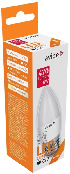 Avide LED Candle 8W E27 WW 3000K | BR (SKU:ABC27WW-8W) Gyertya