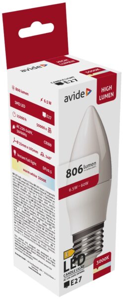 Avide LED Candle 6.5W E27 WW 3000K | BR (SKU:ABC27WW-6.5W) Egyéb Avide LED Candle 6.5W E27 WW 3000K | BR (SKU:ABC27WW-6.5W) Egyéb