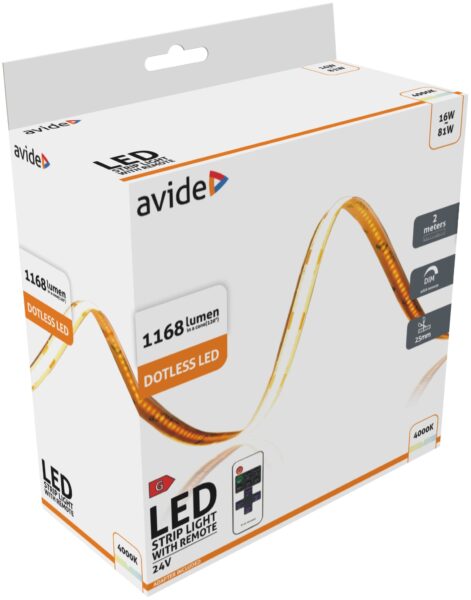 Avide LED Szalag Bliszter RF 24V COB NW IP20 2m | BR (SKU:ABCLS24V-320NW20-2M) LED szalag szettek