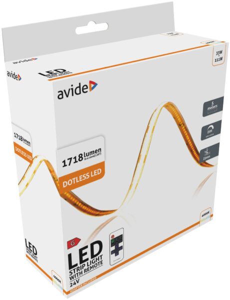 Avide LED Szalag Bliszter RF 24V COB NW IP20 5m | BR (SKU:ABCLS24V-320NW20-5M) LED szalag szettek