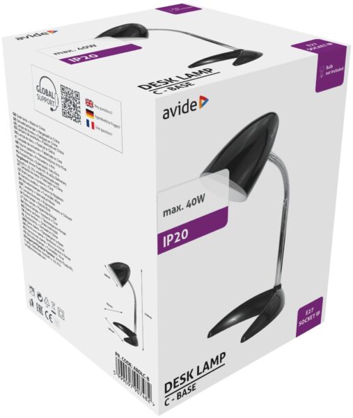 Avide Basic Asztali Lámpa C Talpú Fekete | BR (SKU:ABDLC-B) Basic