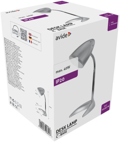 Avide Basic Asztali Lámpa C Talpú Ezüst | BR (SKU:ABDLC-S) Asztali és állólámpák