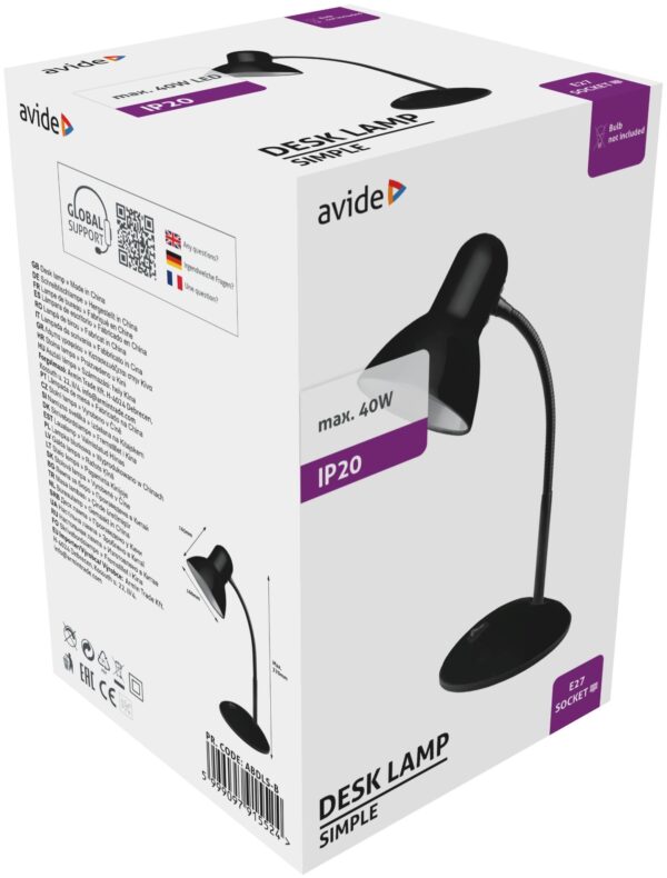 Avide Basic Asztali Lámpa Simple Fekete | BR (SKU:ABDLS-B) Basic