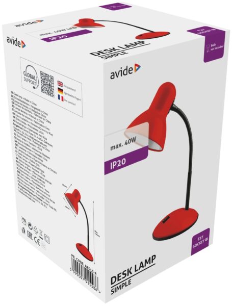 Avide Basic Asztali Lámpa Simple Piros *Sérült csomagolás* | BR (SKU:ABDLS-R-SCS) Egyéb