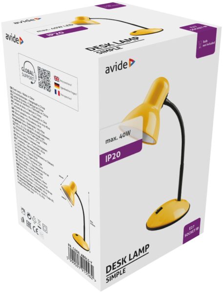 Avide Basic Asztali Lámpa Simple Sárga | BR (SKU:ABDLS-Y) Asztali és állólámpák