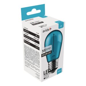 Avide Dekor LED Filament fényforrás 1W E27 Kék | BR (SKU:ABDLS44F-1W-B) Dekor LED