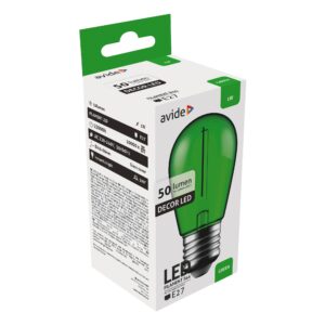Avide Dekor LED Filament fényforrás 1W E27 Zöld | BR (SKU:ABDLS44F-1W-G) Dekor LED