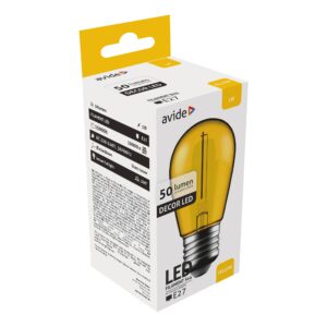Avide Dekor LED Filament fényforrás 1W E27 Sárga | BR (SKU:ABDLS44F-1W-Y) Dekor LED