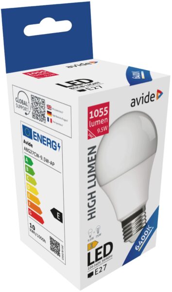 Avide LED Globe A60 9.5W E27 CW 6400K | BR (SKU:ABG27CW-9.5W-AP) LED izzók