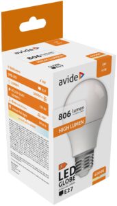 Avide LED Globe A60 8W E27 NW 4000K | BR (SKU:ABG27NW-8W-AP) Gömb