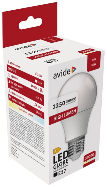 Avide LED Globe A60 11W E27 WW 3000K | BR (SKU:ABG27WW-11W-AP) LED izzók Avide LED Globe A60 11W E27 WW 3000K | BR (SKU:ABG27WW-11W-AP) LED izzók