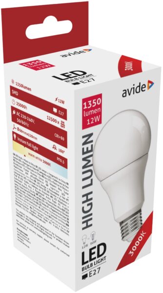 Avide LED Globe A60 12W E27 WW 3000K | BR (SKU:ABG27WW-12W-AP) Egyéb