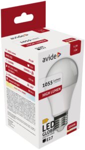 Avide LED Globe A60 9.5W E27 WW 3000K | BR (SKU:ABG27WW-9.5W-AP) Gömb