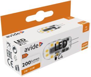 Avide LED 2W G4 NW 4000K Fekvő | BR (SKU:ABG4NW-2W-B) Kapszula