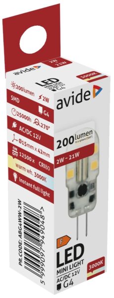 Avide LED 2W G4 WW 3000K | BR (SKU:ABG4WW-2W) Kapszula Avide LED 2W G4 WW 3000K | BR (SKU:ABG4WW-2W) Kapszula