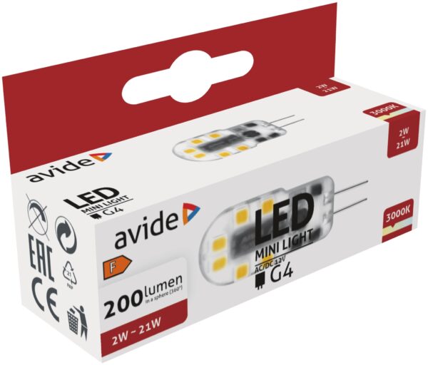 Avide LED 2W G4 WW 3000K Fekvő | BR (SKU:ABG4WW-2W-B) LED izzók Avide LED 2W G4 WW 3000K Fekvő | BR (SKU:ABG4WW-2W-B) LED izzók