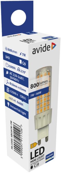 Avide LED 7W G9 CW 6400K | BR (SKU:ABG9CW-7W) LED izzók Avide LED 7W G9 CW 6400K | BR (SKU:ABG9CW-7W) LED izzók